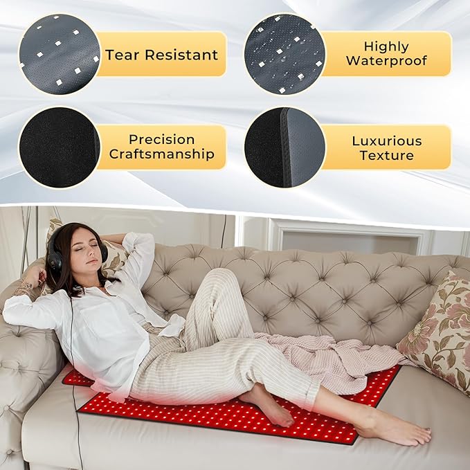 LITDUCK Body Red Light Therapy Mat, Eligible Red Light Therapy Blanket, 2in1 LEDs(660nm& 850nm), Premium Leather, Adjustable Timer & Intensity 36.3"*15.8"