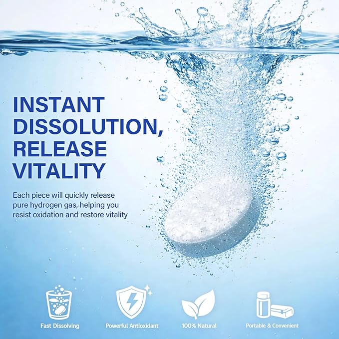 Hydrogen Water Tablets with Magnesium – 100 Counts H2 Molecular Hydrogen Tablets, Support Healthy Aging, Energy Boost & Brain Health, Lemon & Raspberry Flavors - for Home, Office & Travel