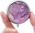 Mini Pill Box, Small Pill Box, Portable Pill Box, Cute Pill Organizer for Vitamins, Medications, Fish Oil and Supplements (Purple Marble)