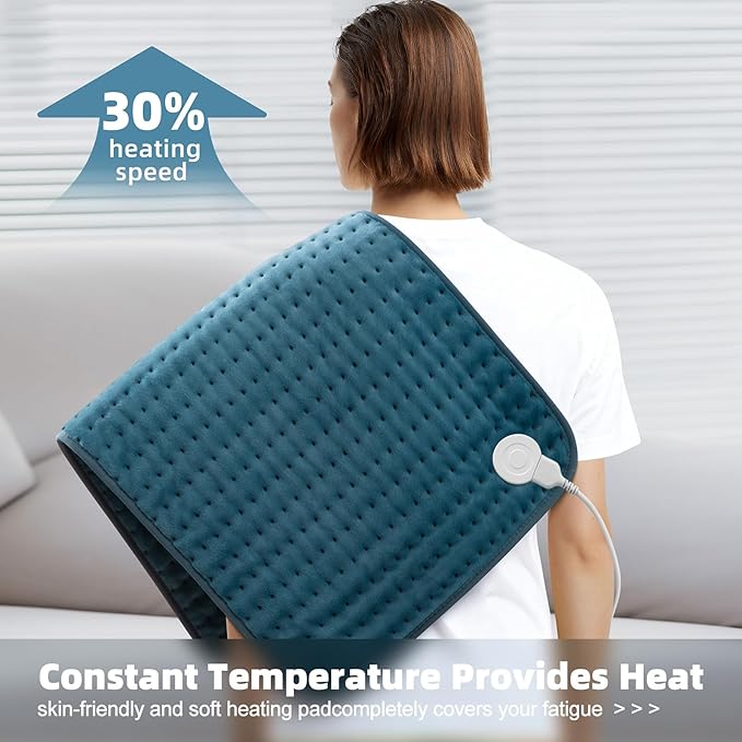 17x33 Heating Pad for Pain Relief | Ultra-Soft Microplush Fabric | 6 Adjustable Heat Settings (Moist & Dry) | Safe 2-Hour Auto Shut-Off | Perfect for Back, Neck, Shoulders | Great Gift Idea