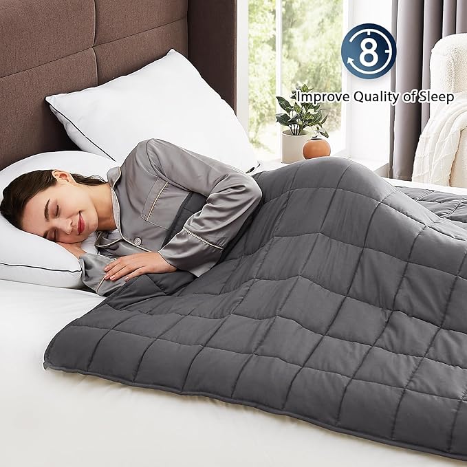 CuteKing Weighted Blanket for Adults (25lbs, 88"x104", Grey) Heavy Blanket for 240-260lbs, Weighted Blanket for Cooling & Heating with Premium Glass Beads, Thick Blanket for Adult All-Season