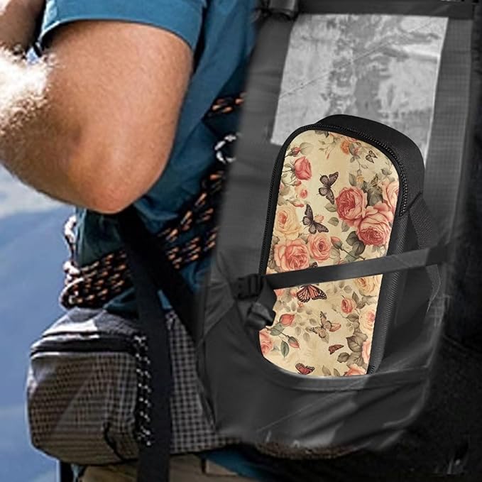 Retro Butterfly Roses Insulin Storage Bag Insulin Pen Cooler Travel Case Insulated Glucose Meter and Diabetic Supplies Organizer Carrying Bag for The Daily Life and Trip