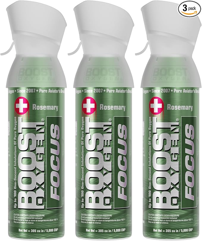 Boost Oxygen Medium Focus Rosemary Aroma 5L Canister | Respiratory Support for Aerobic Recovery, Altitude, Performance & Health (3 Pack)