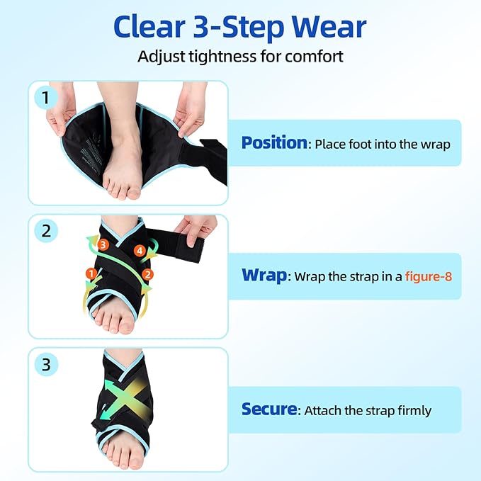 Comfytemp Ankle Ice Pack Wrap for Plantar Fasciitis Relief, Foot Support Brace for Sprain, Achilles Tendonitis, Heel Spur, Swelling, Hot Cold Compress, Running Essentials - 1 Pack