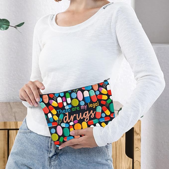 G2TUP Funny Medicine Bags for Women These are My Legal Drugs Cosmetic Bag Travel Pill Bags for Patient Friend (Legal Drugs New)