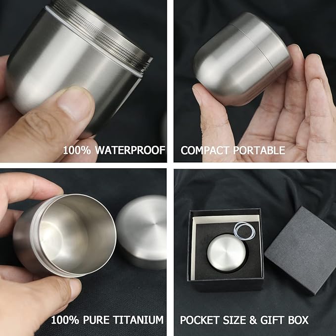 Small Travel Pill Jar, Titanium Pill Container Large, Portable Pill Cases Waterproof Pocket Pill Boxes, EDC Medicine Storage Organizer, Emergency Contraceptive Vitamin Fish Oil Holder