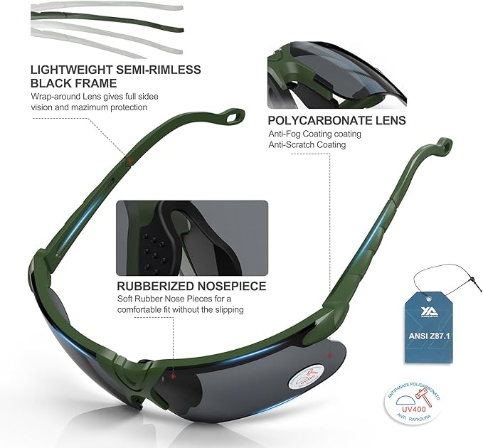 xaegistac Shooting Glasses with Case Anti Fog Hunting Safety Glasses for Adults