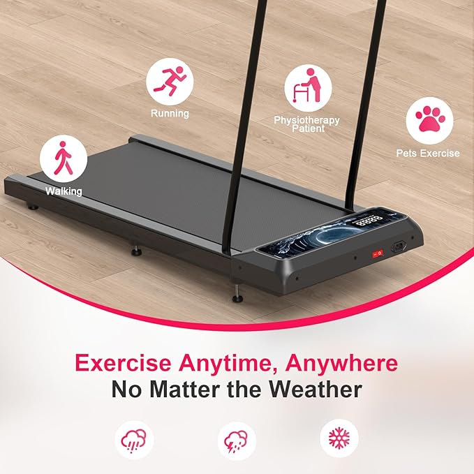 Walking Mat Pad With Incline and Handle Bar, Treadmill with Handles, 4 in 1 Under Desk Treadmill, 2.5HP Low Noise Compact Treadmills Small Space with Remote Control,Portable Treadmills for Home Office