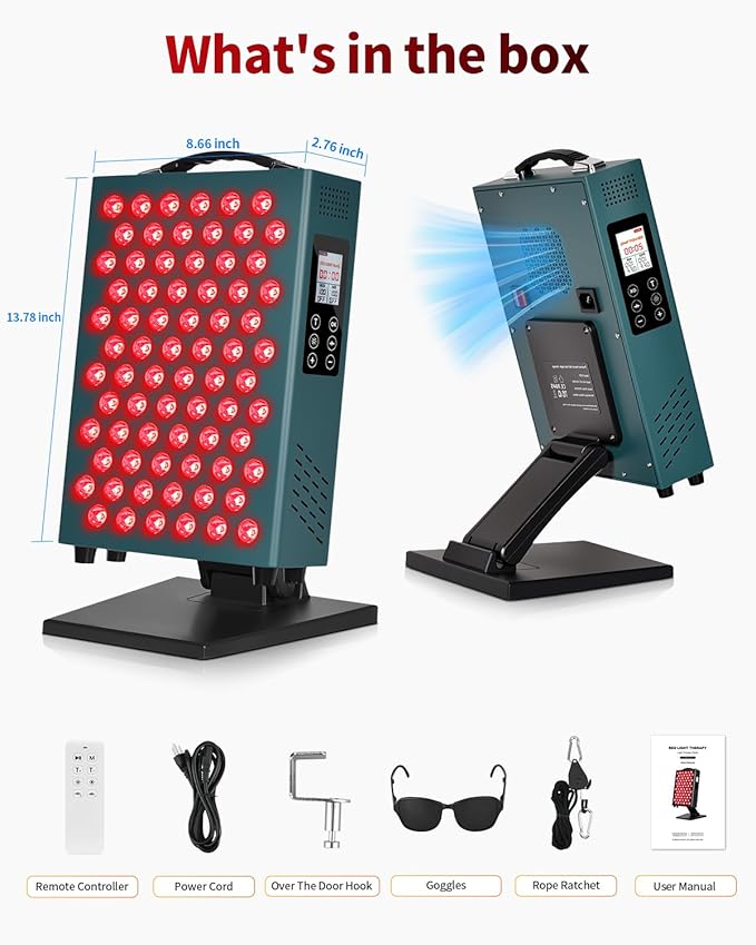 Lawind Red Light Therapy Panel for Face & Body, 660nm Red & 850nm Near Infrared Light Therapy, 72 High Power LEDs, 180mW/cm² High Irradiance LED Red Light Panel with Remote, Timer & Stand