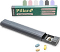 Pillar Plus - Aesthetic 7 XL Day Pill Organizer | BPA-Free Wheat Straw Medicine Case | Pretty Travel & Home Tablet Vitamin Organizer | Cute Weekly Pill Box | Travel Medicine Organizer (Slate Grey)
