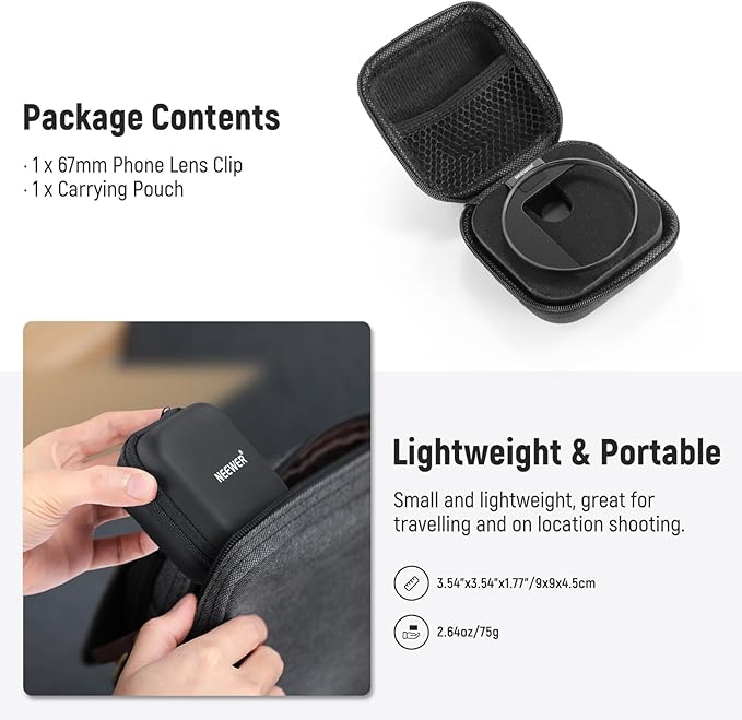 NEEWER 67mm Phone Filter Mount, Adjustable Threaded Lens Filter Clip with Cold Shoe Mount Compatible with iPhone 17 16 15 Pro Max Plus 14 13 Samsung Galaxy S25 Ultra S24, LA006