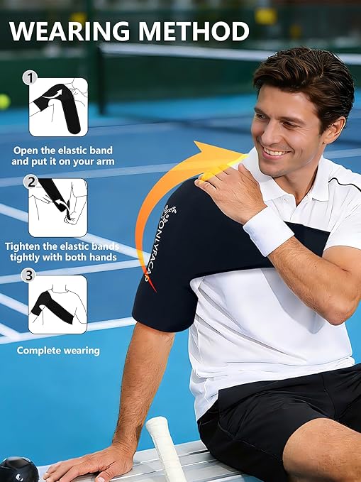 Flexible Shoulder Ice Pack Wrap, Ice Packs for Injuries Reusable Rotator Cuff, Cold Compression Sleeve for Pain Relief, Tendonitis, Bursitis & Swelling, Fits Left and Right Arm