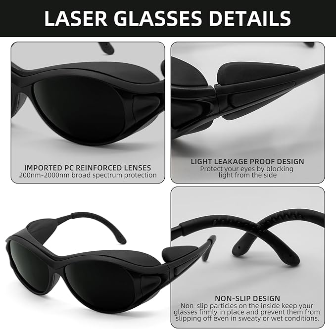 Red Light Therapy Glasses - 99.9% Near-IR Blocking, Anti-Red Light for Home Use Facial Devices | Comfort Safety Glasses for SPA Equipment at Home and Tanning at Gym or Beach, ANSI Z87.1 Certified
