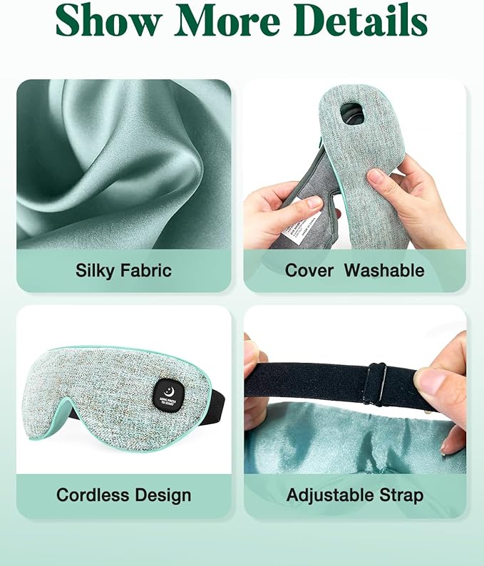 Heated Eye Mask for Dry Eyes, FSA Eligible HSA, Cordless Warm Compress for Eyes, Light Blocking Eye Heating Pad, Styes, Sleep, Cover Washable, Rechargeable, Light Blue