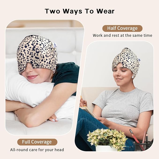 Migraine Relief Cap, Gel Cooling Relief 2 Pack Set, Hot Cold Therapy, Natural Relief Cap, Instant Headache Relief Gift for Women Men, Sinus Relief, Puffy Eyes,Tension, Stress Relief