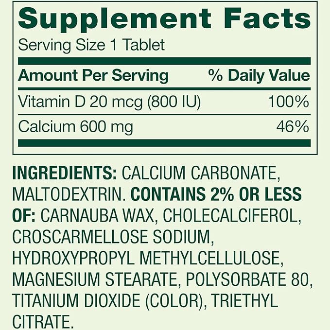 Spring - Valley Calcium 600 mg + Vitamin D3 20 mcg - 250 Count with Weekly Pill Organizer Bone Health Dietary Supplement Tablets