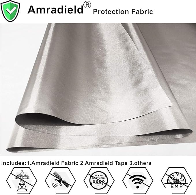 Amradield Soft Conductive Copper Nickel Plated Electricity Magnetic RF Shielding Fabric for Smart Meters 78"x43" inch