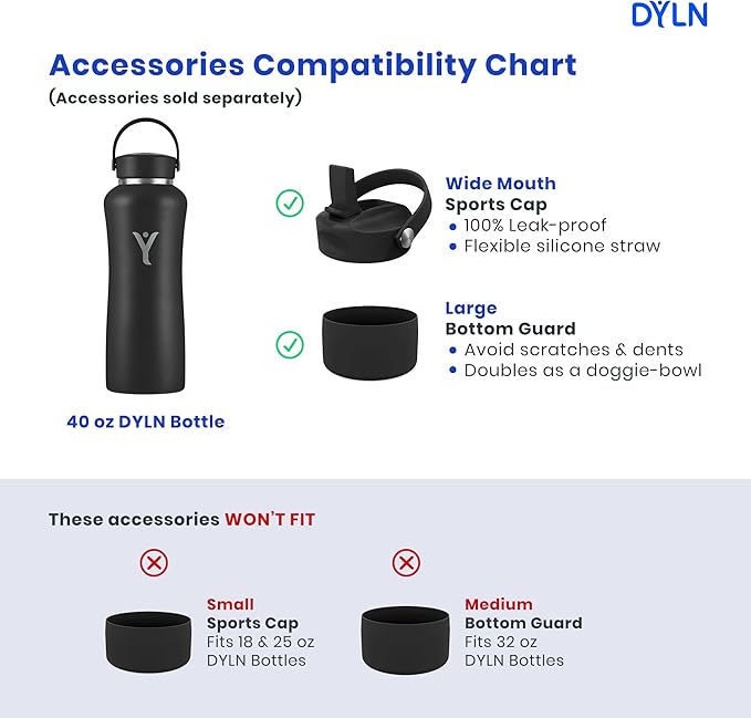 DYLN Hydrogen Water Bottle | Create Hydrating Alkaline Hydrogen-Rich Water Up to 9 pH | Vacuum Insulated Stainless Steel Water Bottle | Keeps Water Cold for 24 Hours
