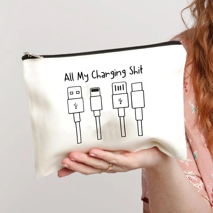 All My Charging shit bag,Fun and versatile bag with charger graphics, teenage boy gift, birthday gifts, travel accessories (Style E)