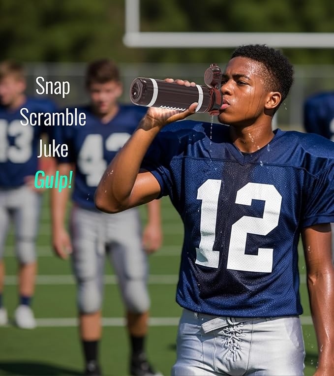 32oz/1L Sport Water Bottle, Light Tritan, Quick-Open Chug Lid/Straw 2-in-1, Leak-Proof, Dishwasher-Safe, BPA-Free, Drop-Resist & Scratch-Resist for Travel/Gym/Fan Gift (American Football)