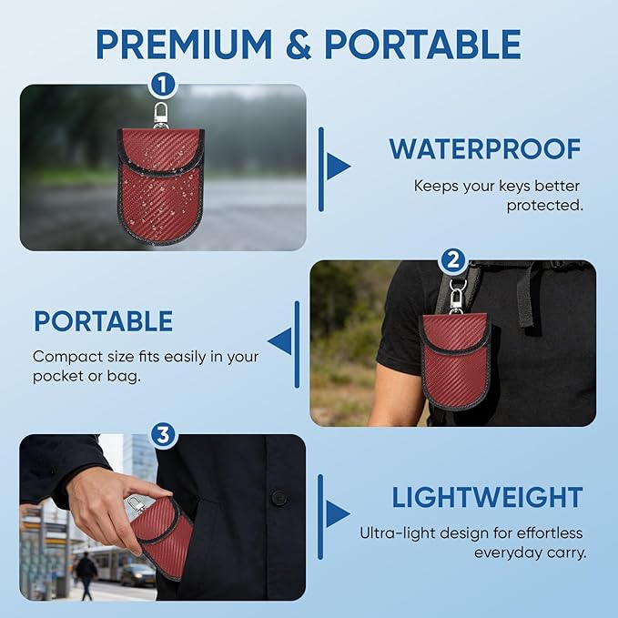 TICONN 2PK Faraday Bags for Car Keys Fob, 3.25"X4.75" Faraday Cage Protector, Car RFID Signal Blocking, Anti-Theft Pouch Anti-Hacking Case Blocker (Red, S)