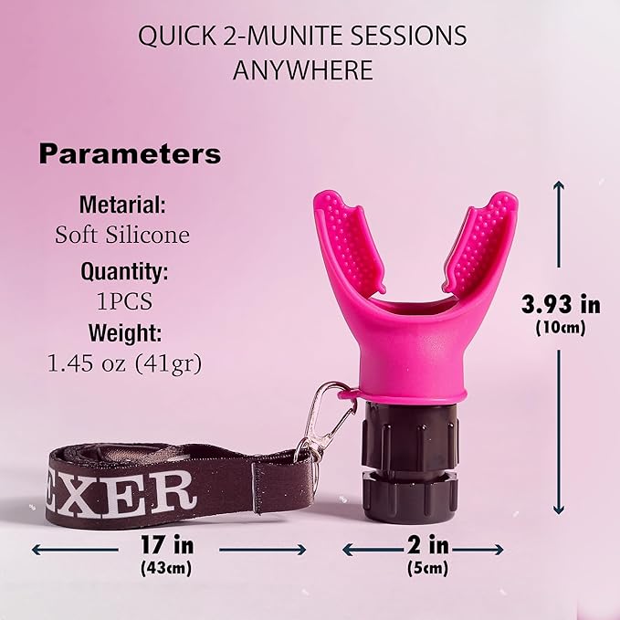 Portable Compact Lung Trainer Exercise Device with High Grade Silicone, Breathing Exercise Device for Lungs, Portable Muscle Trainer, Easy to Clean, Neck Strap Included, (Pink-1)