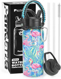 Insulated Water Bottle 32oz, Stainless Steel Water Bottle with Straw & Spout Lids & Paracord Handle | with Straw, Spout Lids, Paracord Handle