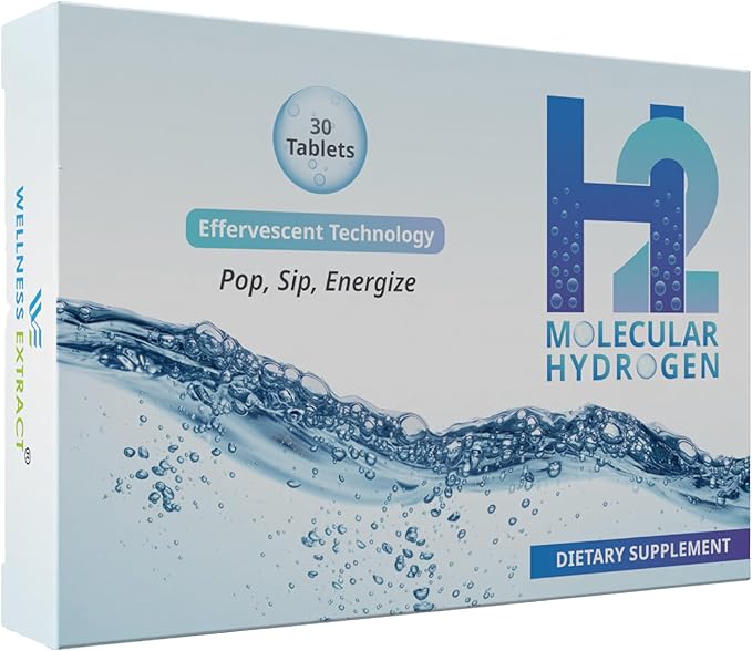 Wellness Extract H2 Molecular Hydrogen Water Tablets with effervescent Technology for Healthy Hydration, Optimal Energy, and Metabolism Support; 8 PPM. (30, Unflavored)