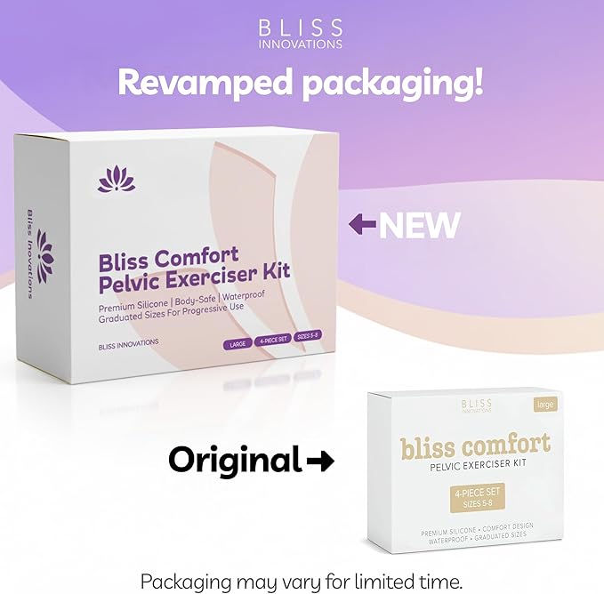Bliss Innovations Comfort Silicone Pelvic Floor Trainer Kit – Sizes 5-8 – Soft & Flexible Design for Gentle Progression – Includes Bonus 1.3 Oz Bliss Glide ($10 Value)