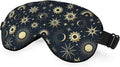 Mystical Night Eye Mask Sleeping Mask Gold Sun Moon and Stars Space Galaxy Black Sleep Masks Silky Soft Eye Cover for Women Men Shading Blindfold for Air Travel Sleeping