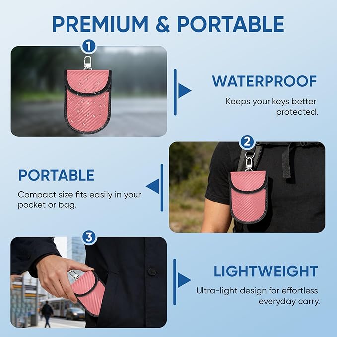 TICONN 2PK Faraday Bags for Car Keys Fob, 3.5"X5.0" Faraday Cage Protector, Car RFID Signal Blocking, Anti-Theft Pouch Anti-Hacking Case Blocker (Pink, M)