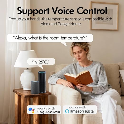 eMylo WiFi Thermometer Hygrometer Sensor, Smart Wireless Indoor Temperature Humidity Monitor with App Alerts, Free Data Storage Export, for Home Room Pet Greenhouse, Compatible with Alexa, 3 PCS