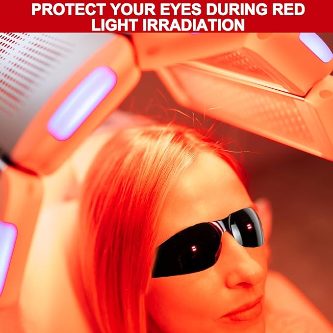 Red Light Blocking Glasses, 2 Pack Protection Eyewear Tanning Goggles for 600-900nm Red and Near-Infrared Light Exposure, Safety Glasses for LED Panel, Tanning Beds, Eye Comfort Gift for Men & Women