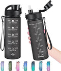Enerbone Water Bottle, Leakproof BPA & Toxic Free, Motivational Water Bottle with Times to Drink and Straw, Fitness Sports Water Bottle with Strap for Office, Gym, Outdoor Sports