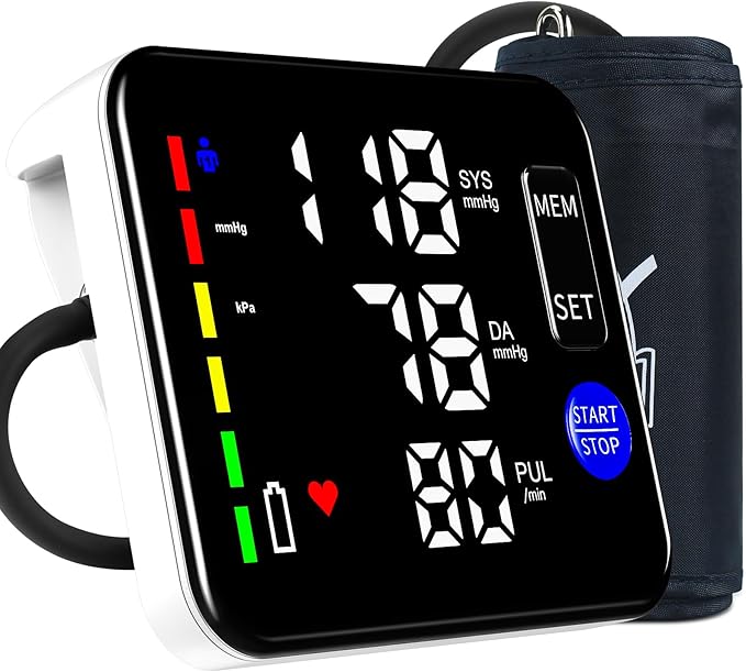 Blood Pressure Monitor Rechargeable Upper Arm Blood Pressure Monitors for Home Use Large Screen Bp Machine, 2x120 Memory, Voice Broadcast Bp Monitor (Black)