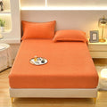 ZIQINPSQ Coral Velvet Fitted Sheet-Thickened Cold-Resistant and Warm Bed Sheets-Soft Velvet Fleece Fitted Sheets with-Elastic All Around. (Orange, Full)