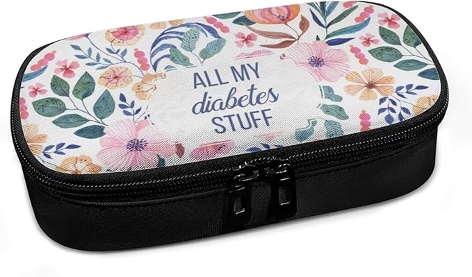 Rnyleeg All My Diabetes Stuff Insulin Cooler Travel Case Diabetic Medication Insulated Cool Organizer for Blood Sugar Test Strips, Medication, Glucose Meter, Pills, Tablets