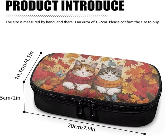 Cat Maple Leaves Insulin Pen Cooler Travel Case Thanksgiving Decor Glucose Meter & Diabetic Supplies Storage Carrying Bag for Needles,Infusion Sets, Insulin Cartridges, Tester Strips