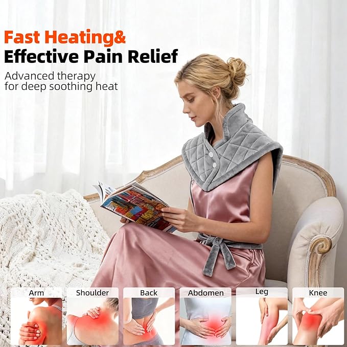 Heating Pad for Neck, Shoulders and Back, 24"x37" Large Weighted Electric Heated Pad with 9 Heat Settings & 4 Timer Options, Auto Shut-Off, Machine Washable Grandmother Birthday Christmas Women Gift