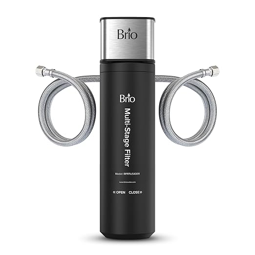 Brio 11" Under Sink Water Filter System for Kitchen & Bathroom Faucet | 3-Stage Single Housing 0.5 Micron Filters PFAS, Chlorine, Lead, Mercury+ | 10,000 Gallons or 2 Years | NSF 42 & 372 Certified