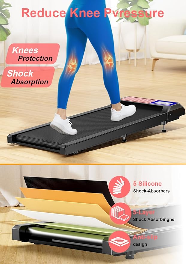 2.5HP Walking Mat with Incline pad,Under Desk Treadmill, Walking Running Pad with Remote, 3 in 1 Low Noise Small Mini Portable Treadmill with Led Screen, Compact Treadmills for Home, 265lbs Capacity