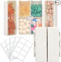 FYY Travel Pill Organizer with Blank Lables,6 Compartments Magnetic Pill Organizer Pill Box for Purse Pocket to Hold Vitamins,Cod Liver Oil,Supplements and Medication-Beige