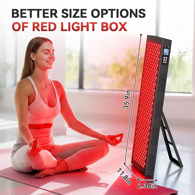 Red Light Therapy Box, 5in1 LED with 630-660-810-830-850, Metal Case, 3 Modes Red Light Panel with Soft Belt, 6 Timing Set - 9 Pulse Modes - 4-Level - Red Light Therapy Panel for Body