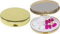 Set of 2 Oval-Shaped Pocket Purse Pill Box & Organizer with Dual Compartments (Gold Flat Top)