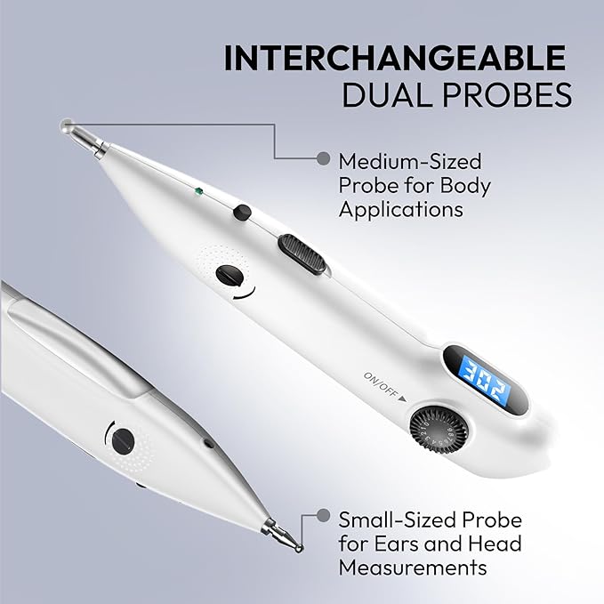 Electronic Acupuncture Meridian Pen - Electric Energy Acupoints Finder Stimulator Device with Adjustable Intensity - Rechargeable Digital Muscle Acupressure Point Massage Therapy Tool