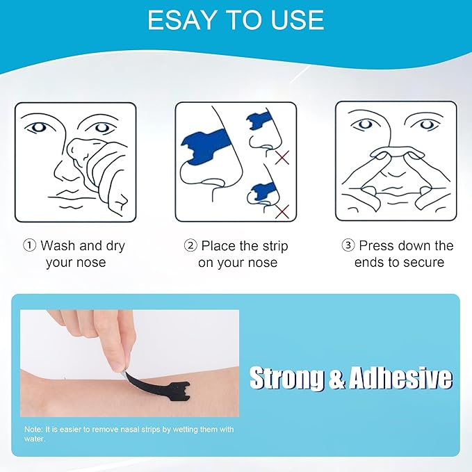 50Pcs Nasal Strips for Snoring, Nose Strips for Breathing, Sweat-Resistant - Improve Sleep, Relief from Nasal Congestion(Black,50)