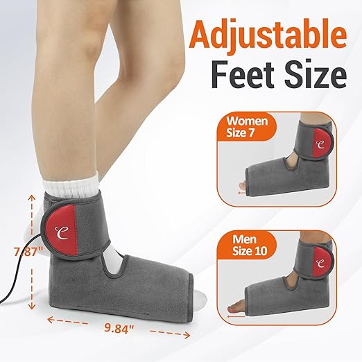 Comfytemp Foot Heating Pad for Plantar Fasciitis, Foot Pain Relief Products for Achilles Tendonitis Sprained Ankle Heel Spur, Heated Ankle Wrap Warmer with 3 Heat and Time Sets