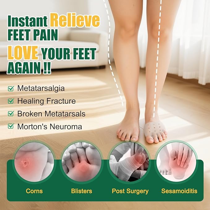 4Pcs Toe Separators & Metatarsal Pads for Women & Men - Ball of Foot Cushion, Gel Toe Spacers for Pain Relief, Metatarsalgia, Morton’s Neuroma, Long Hours of Standing or Walking