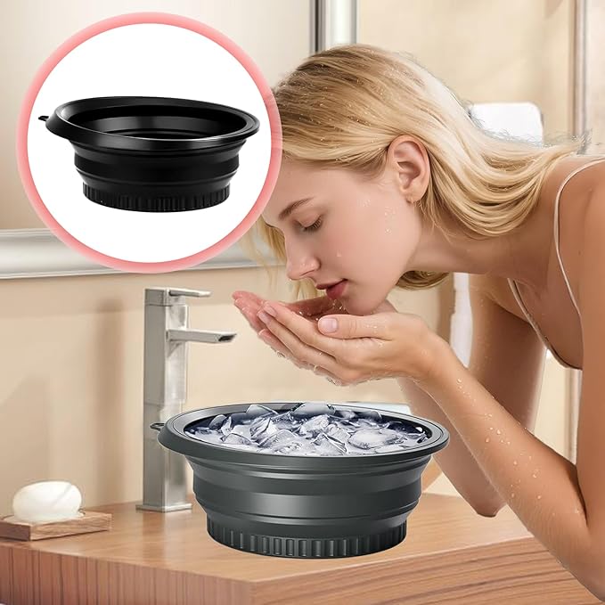 Face Bowl For Ice With Built-In Ice Tray,Ice Face Bowl,Facial Ice Bath,Bath Bow For Cold Plunge Therapy, Skin Tightening & Acne Relief – Black Portable Spa Tool For Home & Travel