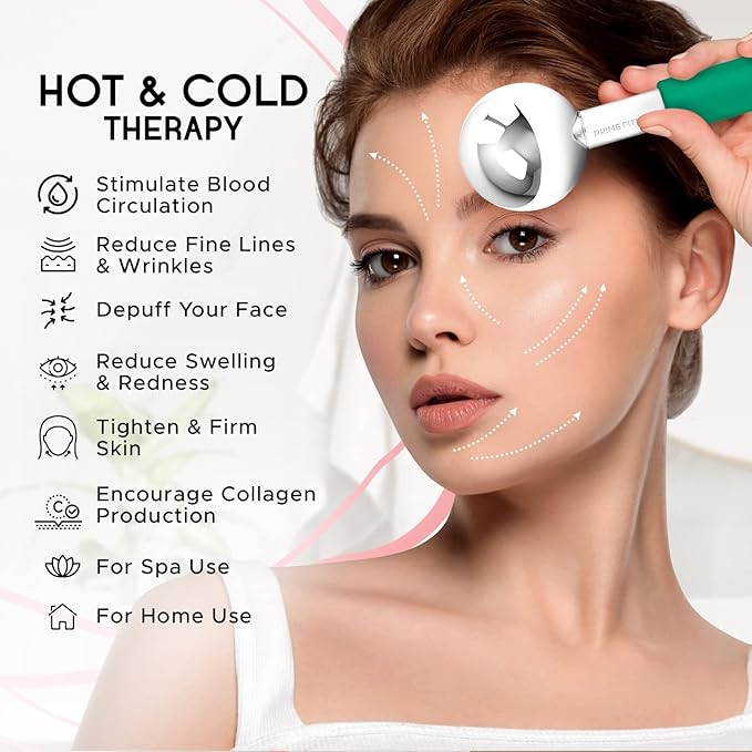 Ice Globes for Facials | Unbreakable Steel Cooling Roller | Cryo Sticks for Face | Massager for Face Neck & Eyes | Skin Care for Dark Circles, Puffiness, Wrinkles, Collagen Production (Green)